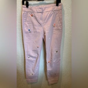 JCrew embroidered chinos. Size 2